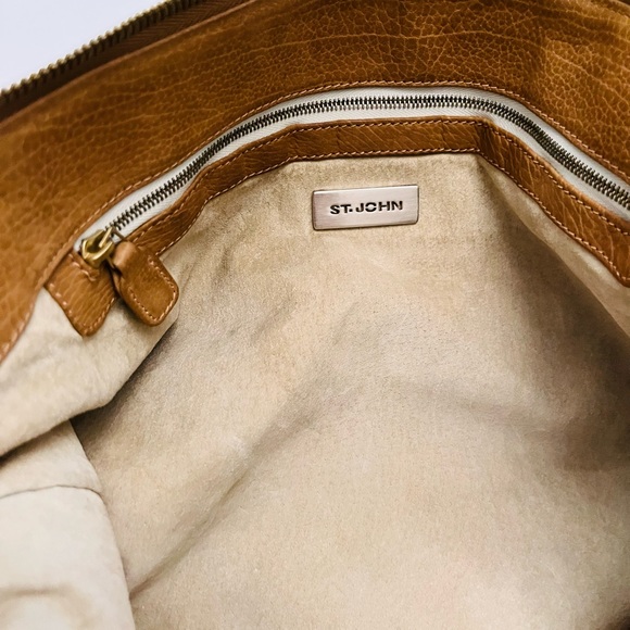 ST. JOHN Suede leather Hobo style crystal embellished single strap w/Riri zipper - Picture 10 of 16